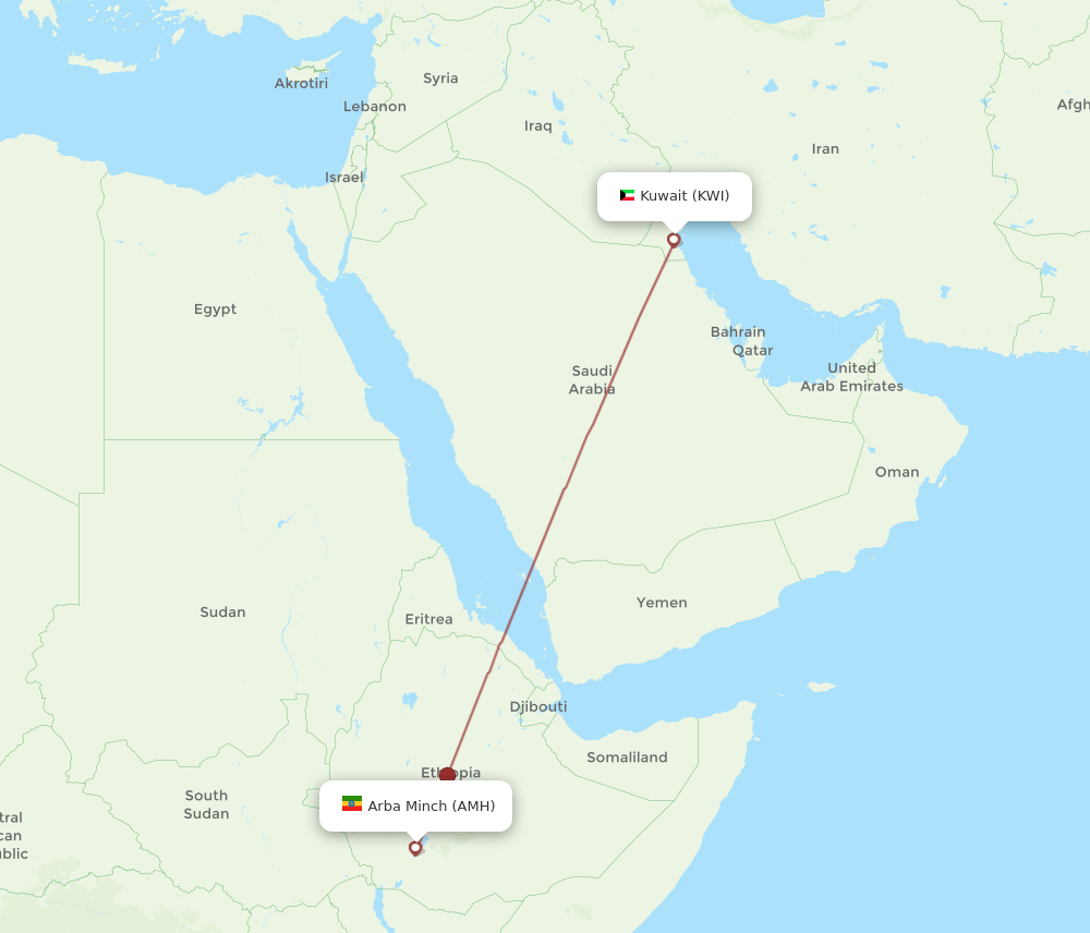KWI-AMH flight routes