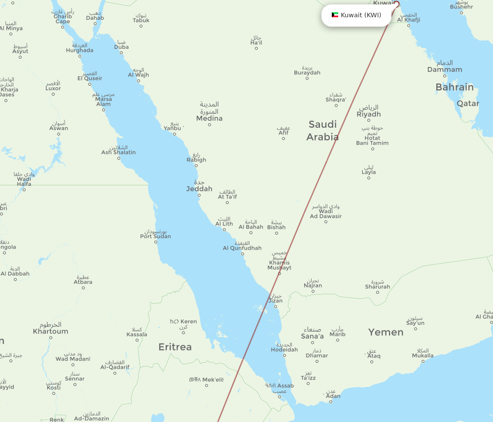 KWI-ASO flight routes