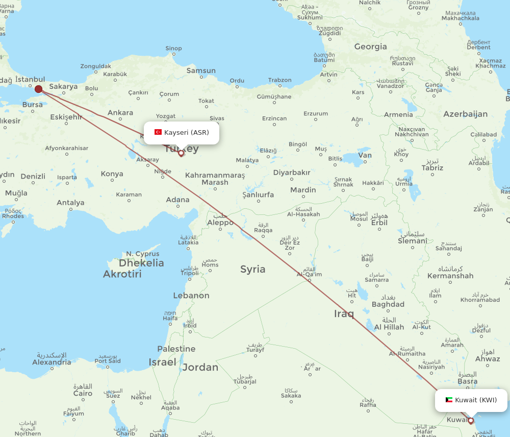 KWI to ASR flights and routes map