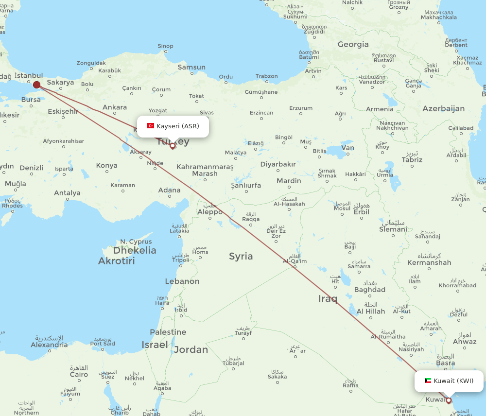 KWI-ASR flight routes