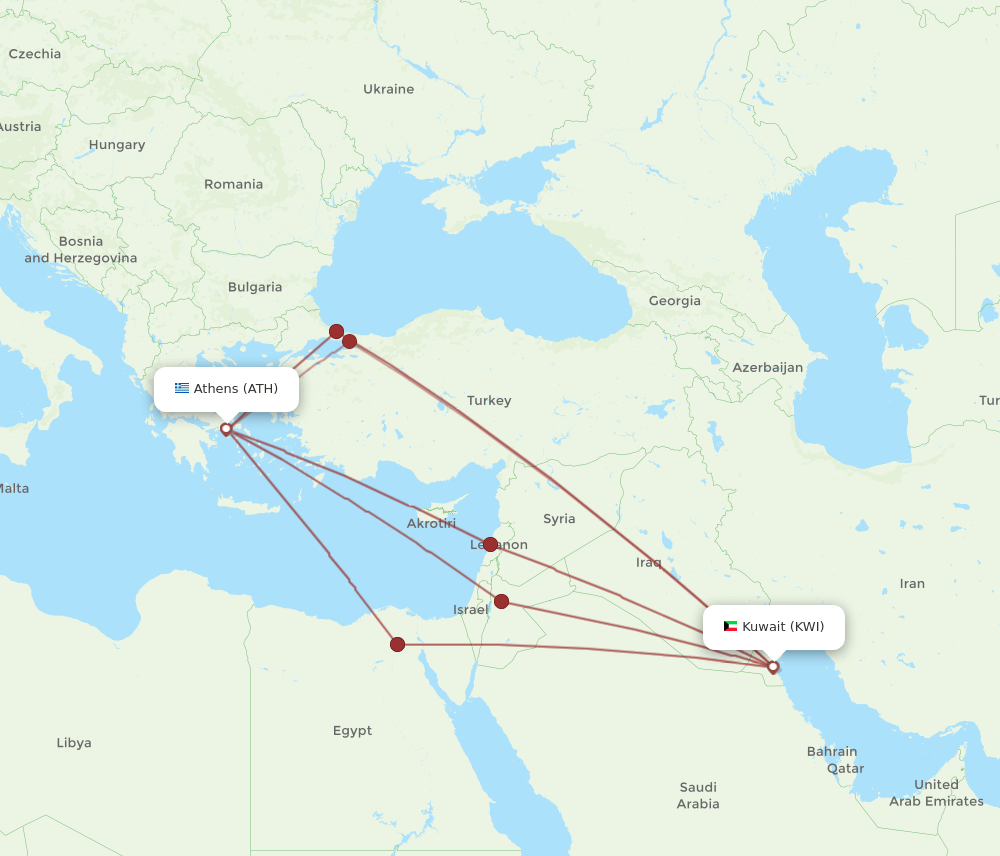KWI-ATH flight routes