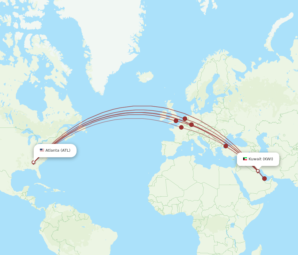 KWI-ATL flight routes