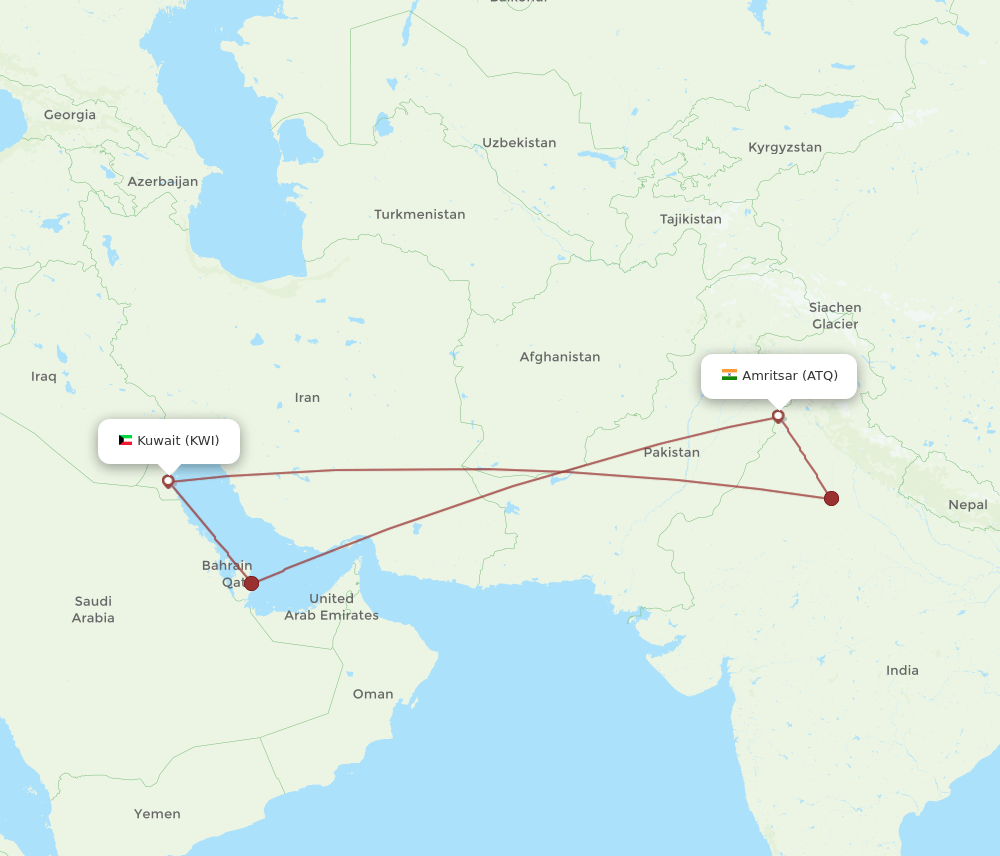 KWI-ATQ flight routes