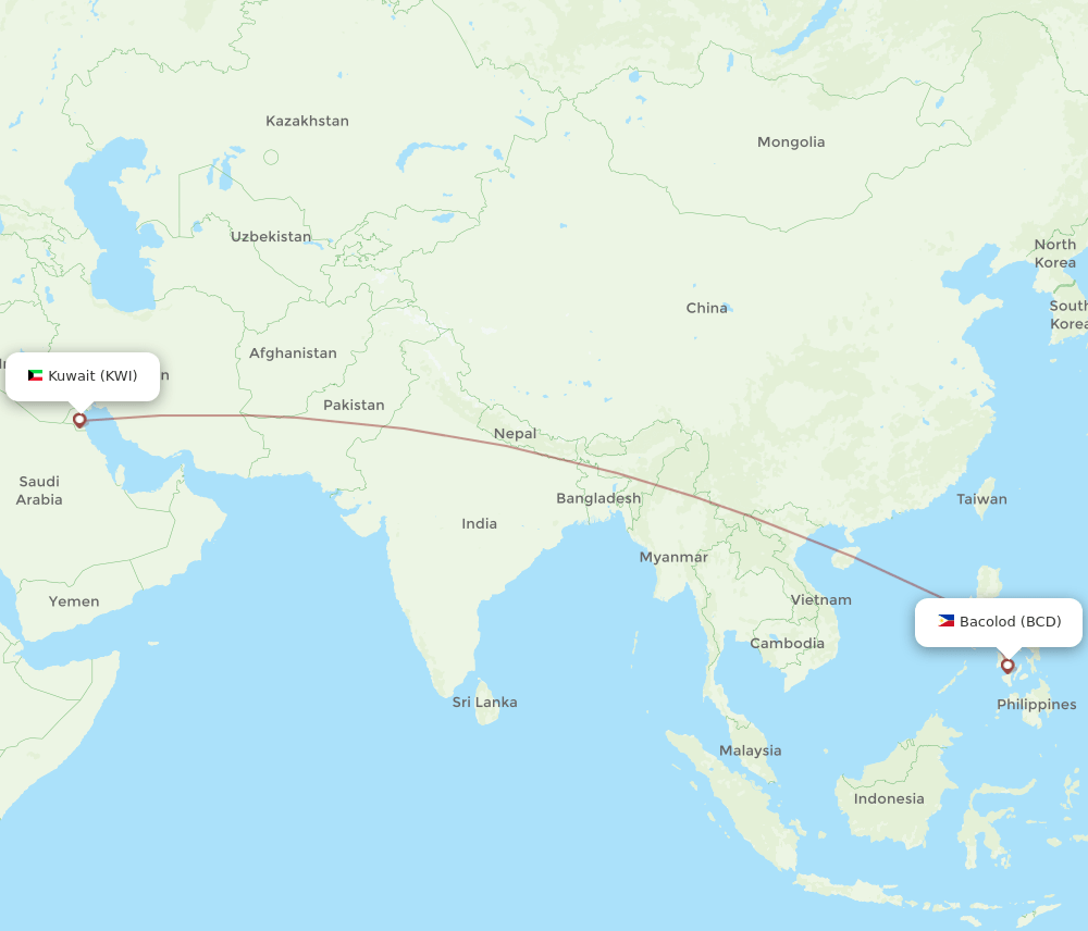 KWI-BCD flight routes