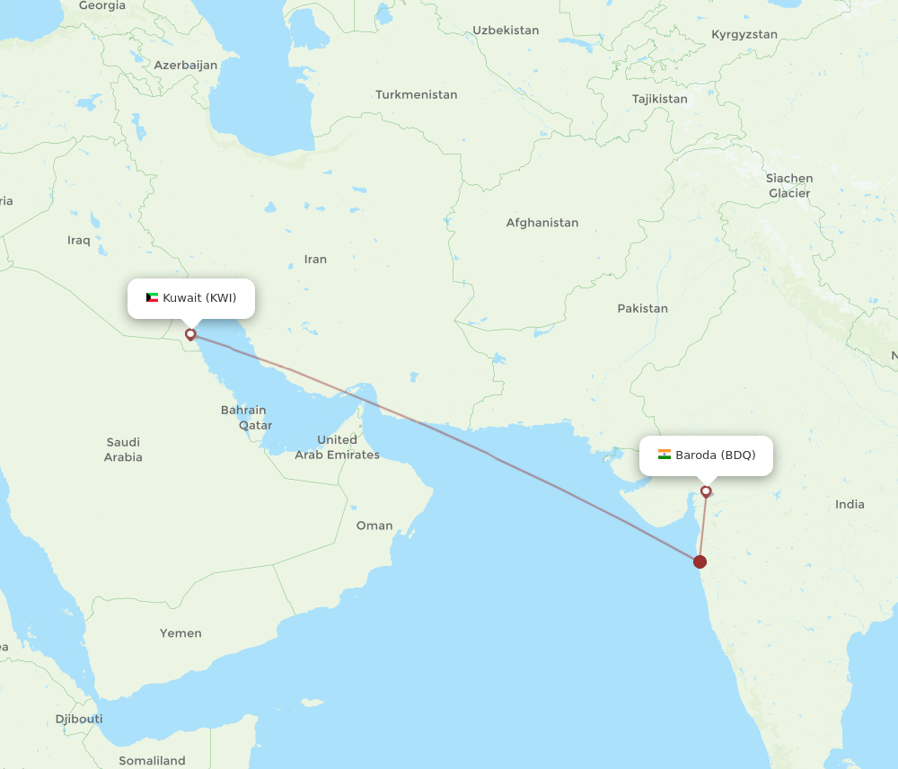 KWI-BDQ flight routes