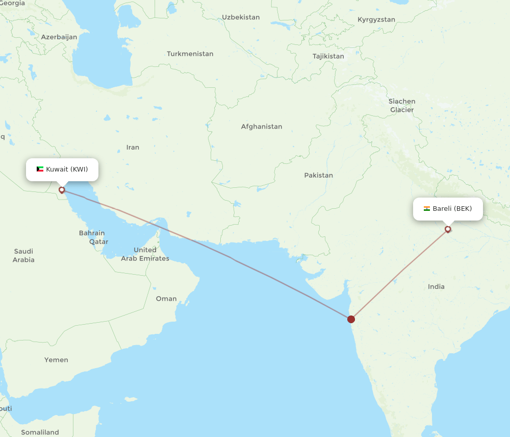 KWI-BEK flight routes