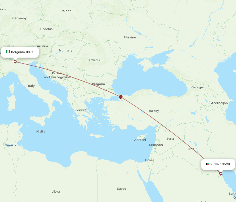 KWI-BGY flight routes