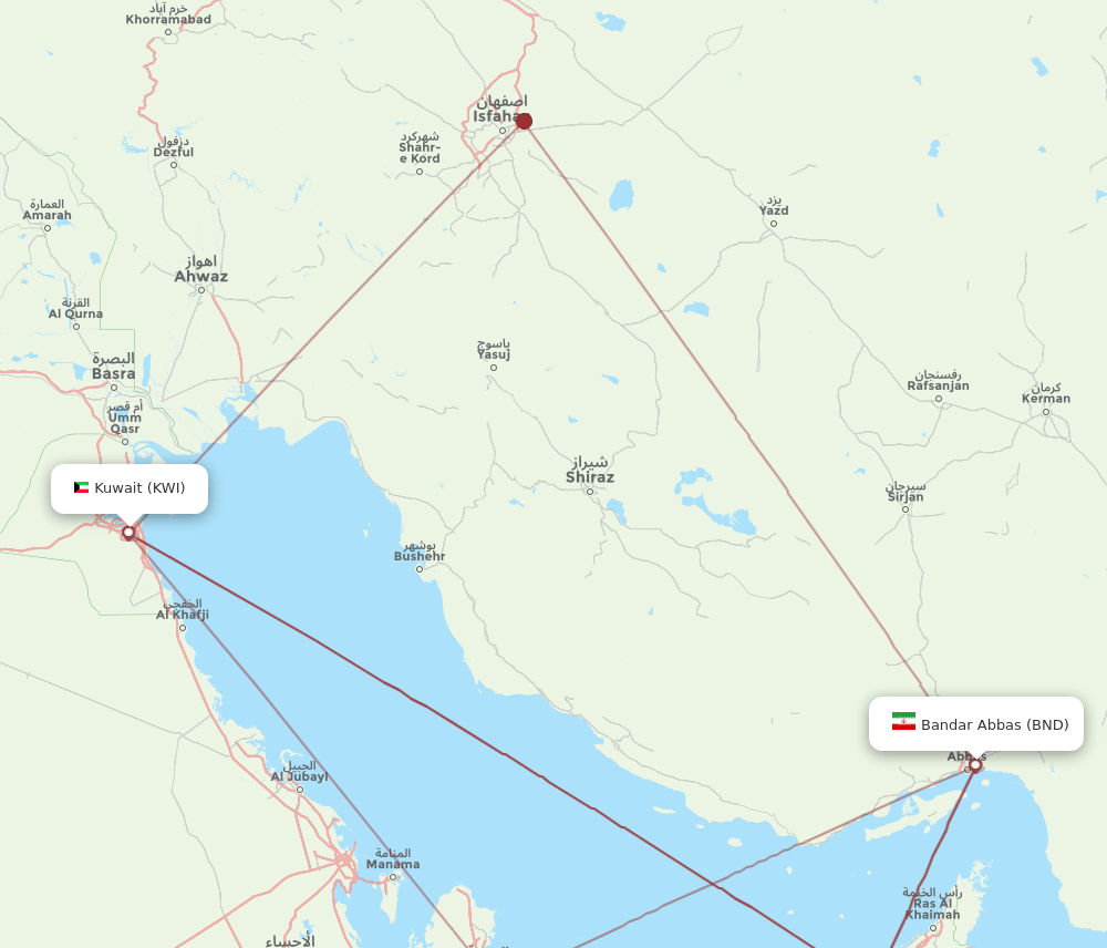 KWI to BND flights and routes map