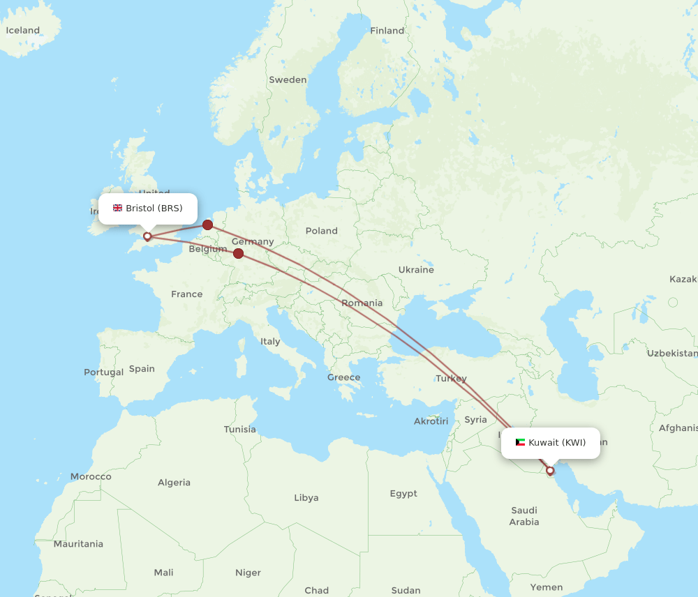 KWI-BRS flight routes