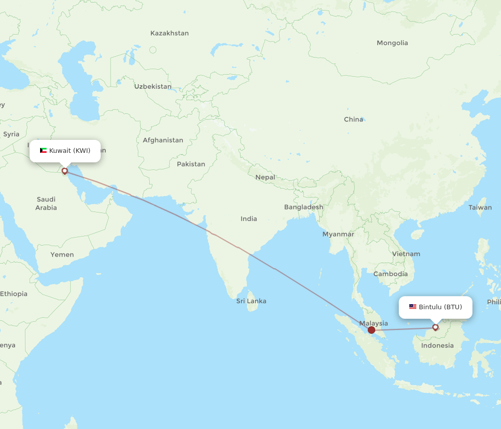 KWI-BTU flight routes