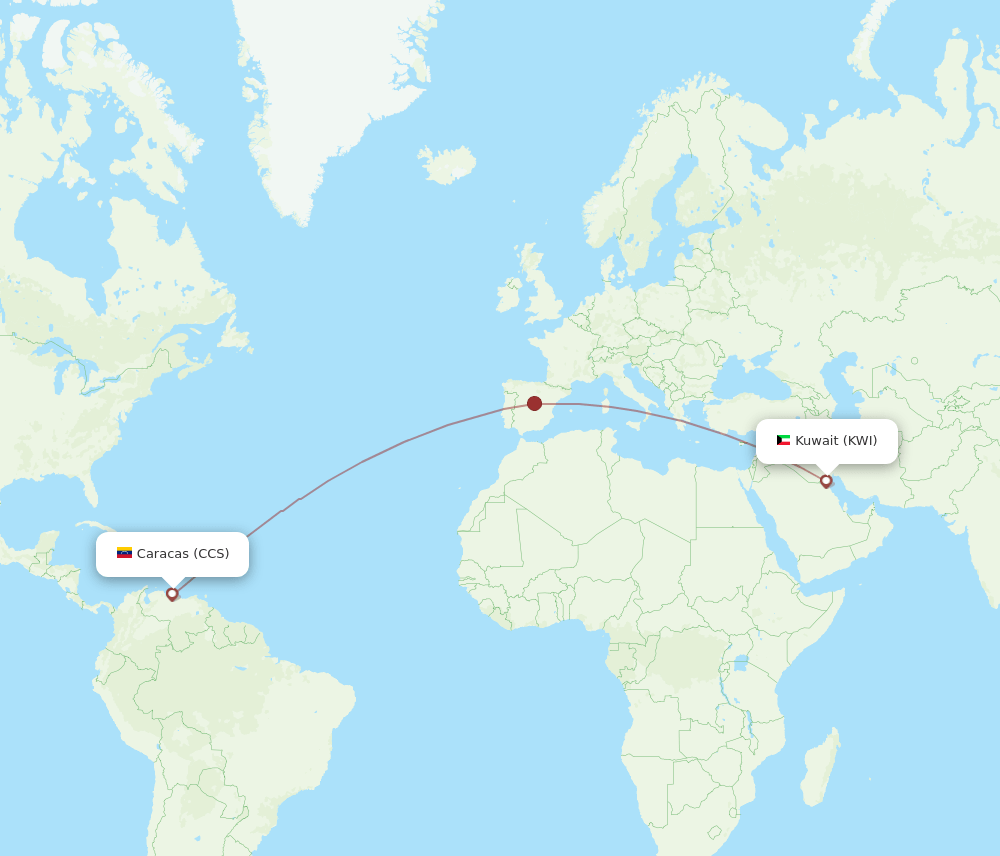 KWI-CCS flight routes