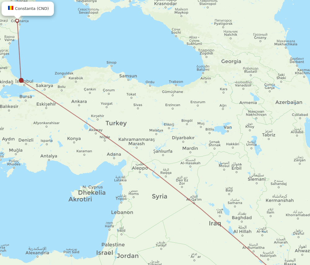 KWI-CND flight routes
