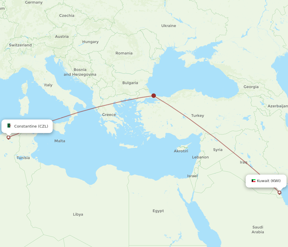 KWI-CZL flight routes