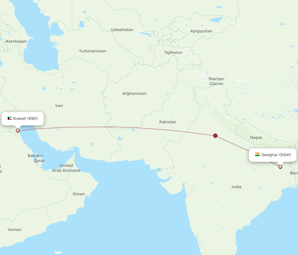 KWI-DGH flight routes