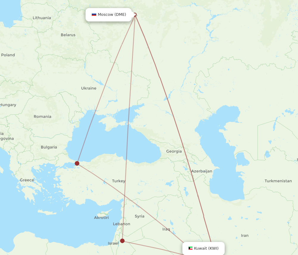 KWI-DME flight routes