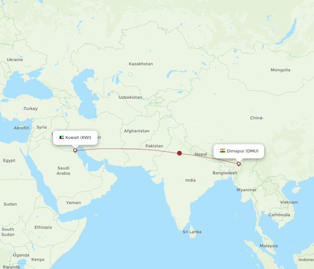 KWI-DMU flight routes