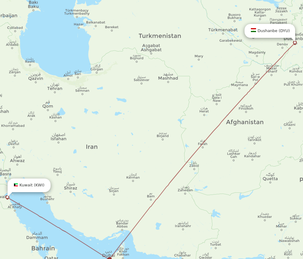 KWI-DYU flight routes