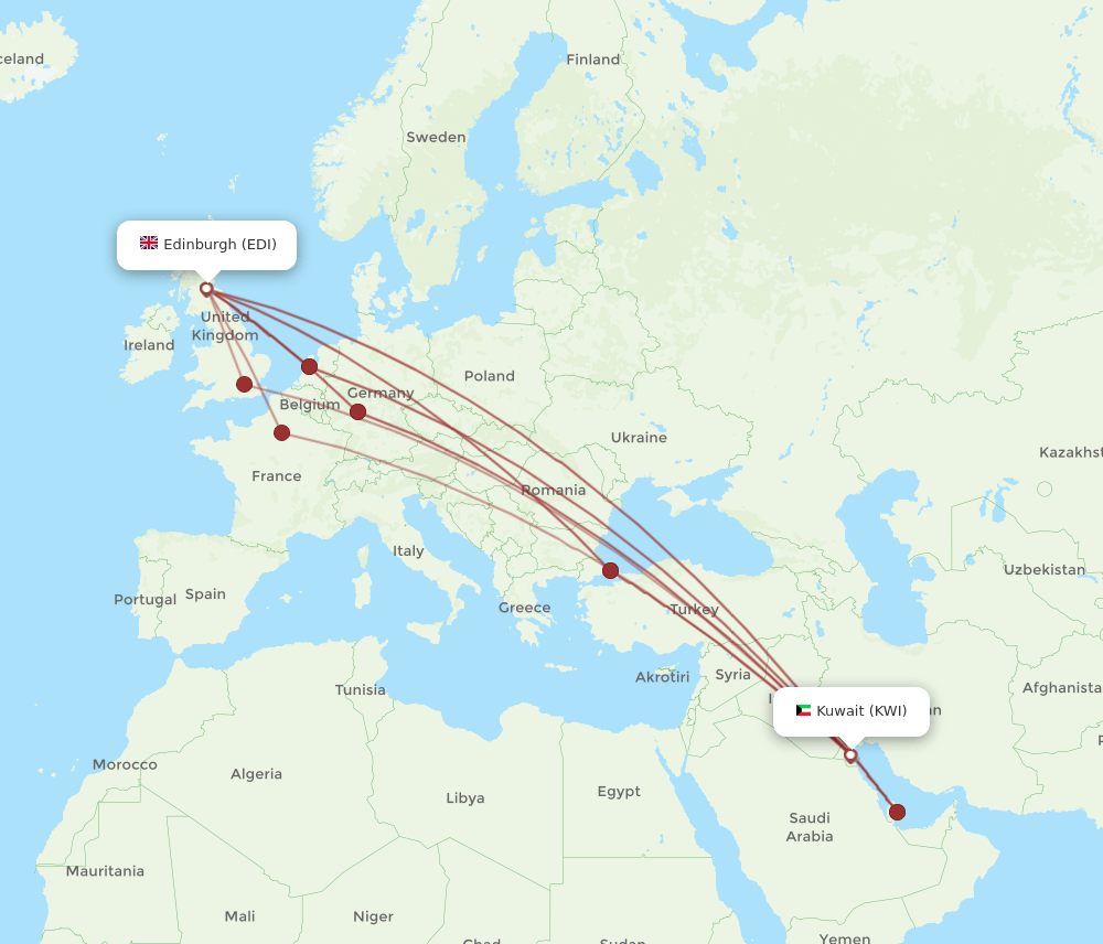KWI-EDI flight routes