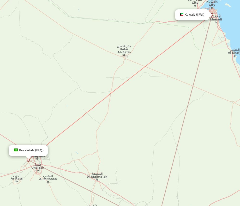 KWI-ELQ flight routes