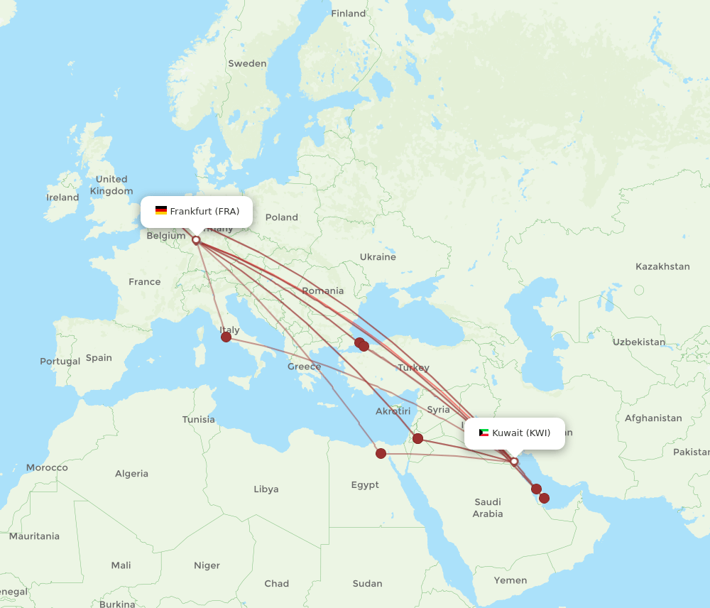 KWI-FRA flight routes