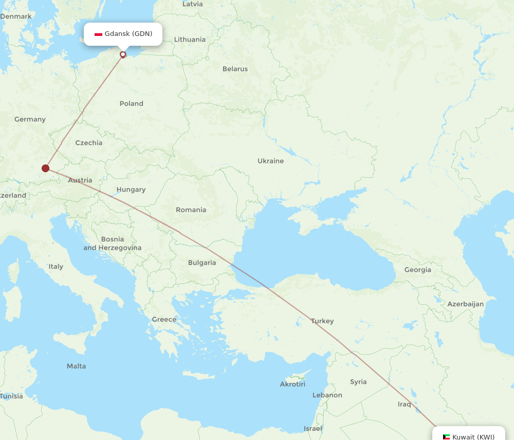 KWI-GDN flight routes