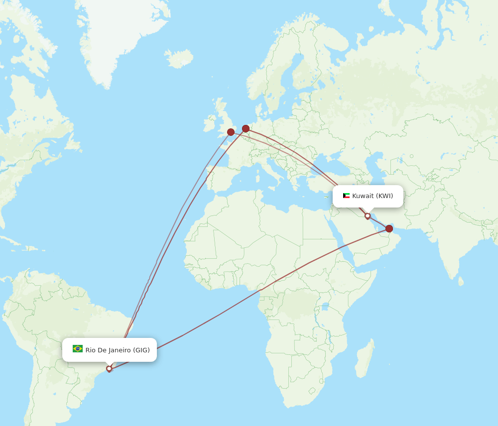 KWI-GIG flight routes