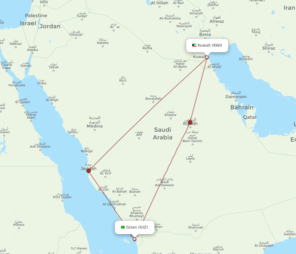 KWI-GIZ flight routes