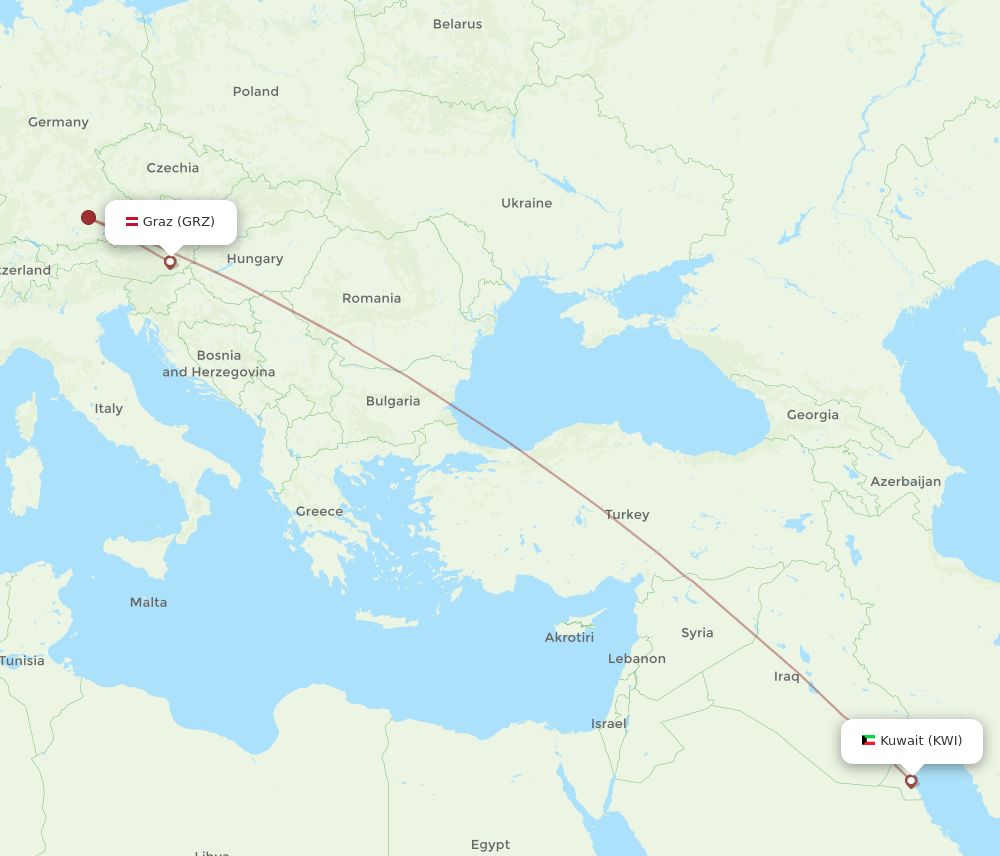 KWI-GRZ flight routes