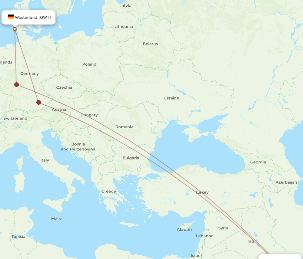 KWI-GWT flight routes