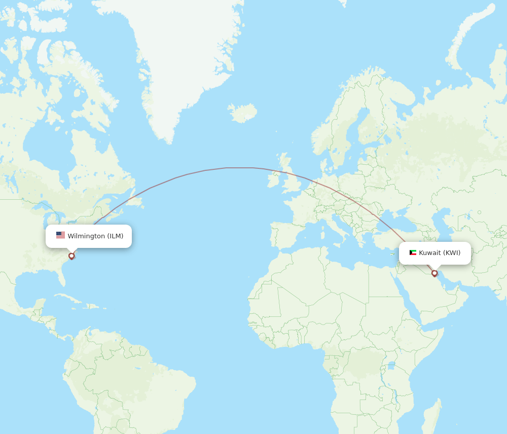 KWI-ILM flight routes