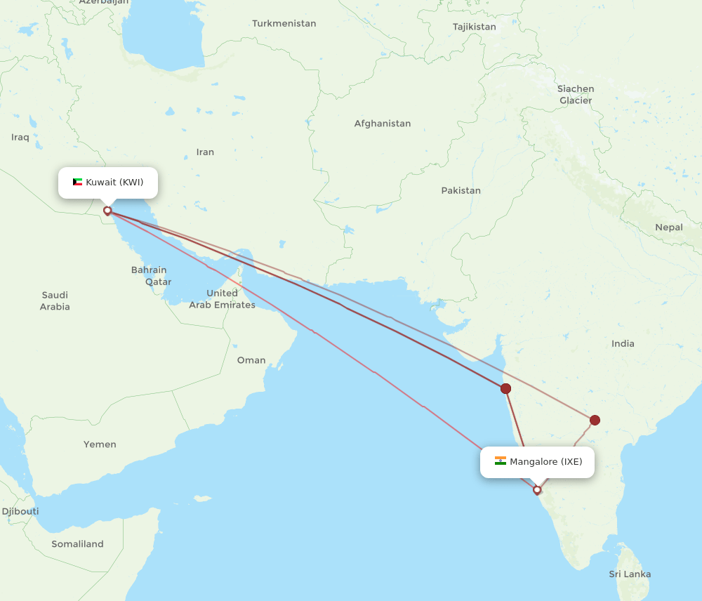 KWI to IXE flights and routes map