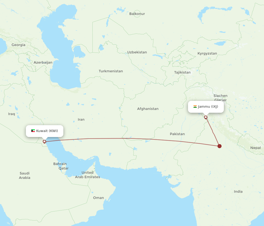 KWI-IXJ flight routes