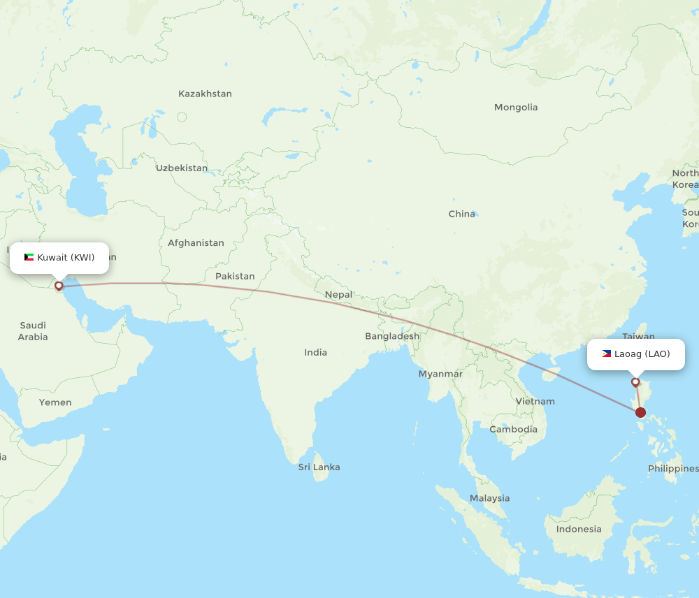 KWI-LAO flight routes