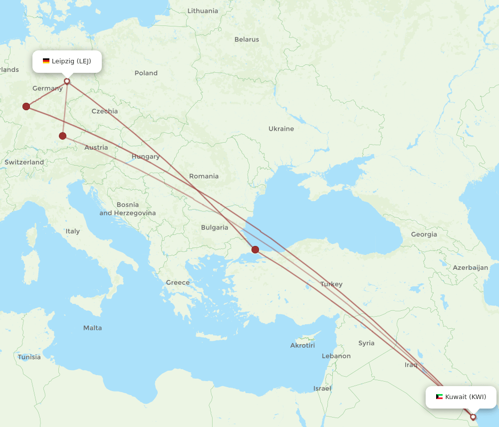 KWI-LEJ flight routes