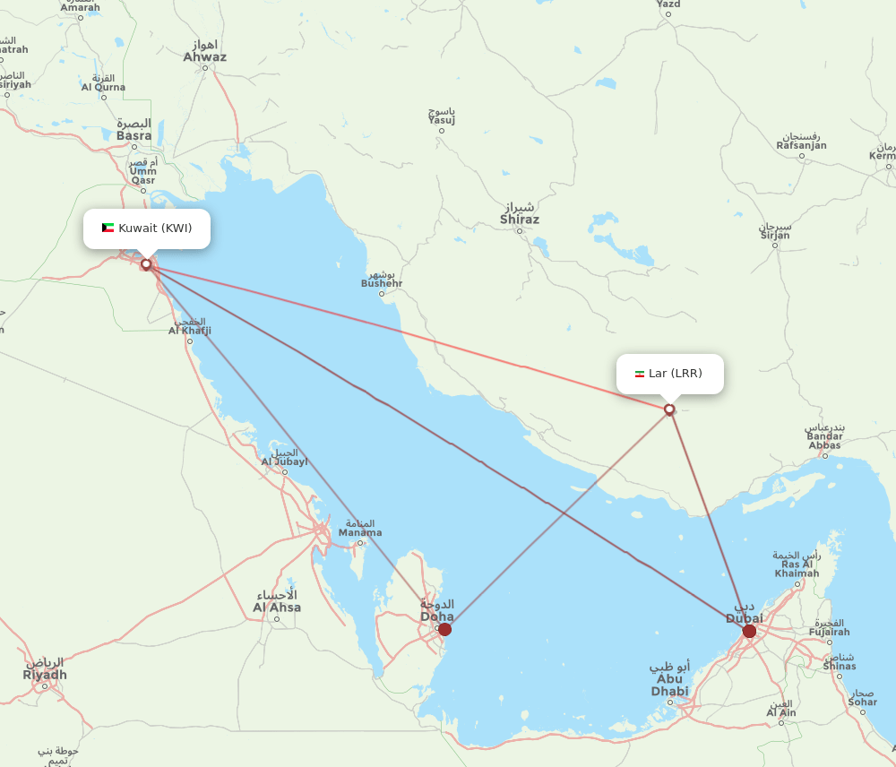 KWI to LRR flights and routes map