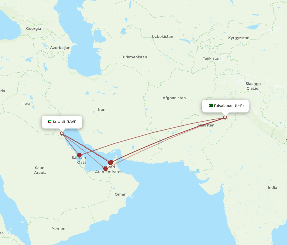 KWI-LYP flight routes