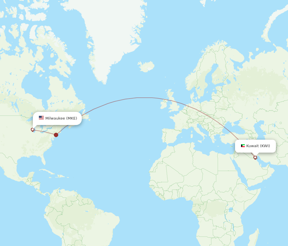 KWI-MKE flight routes