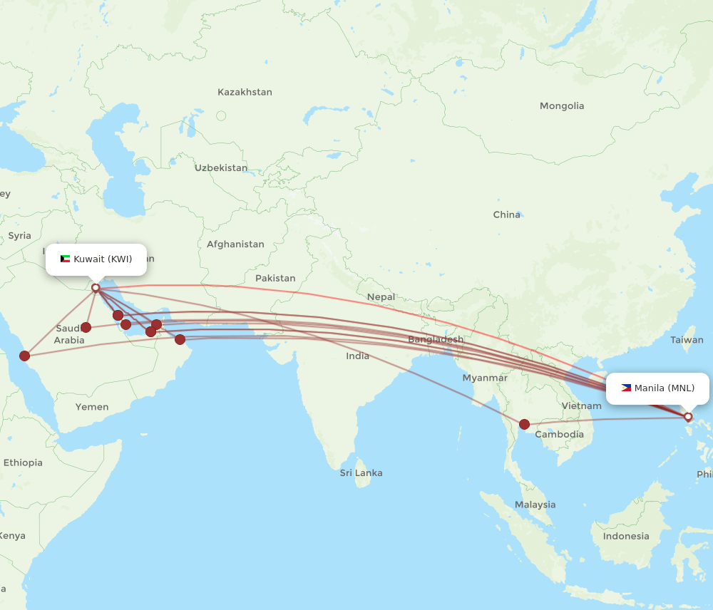KWI-MNL flight routes