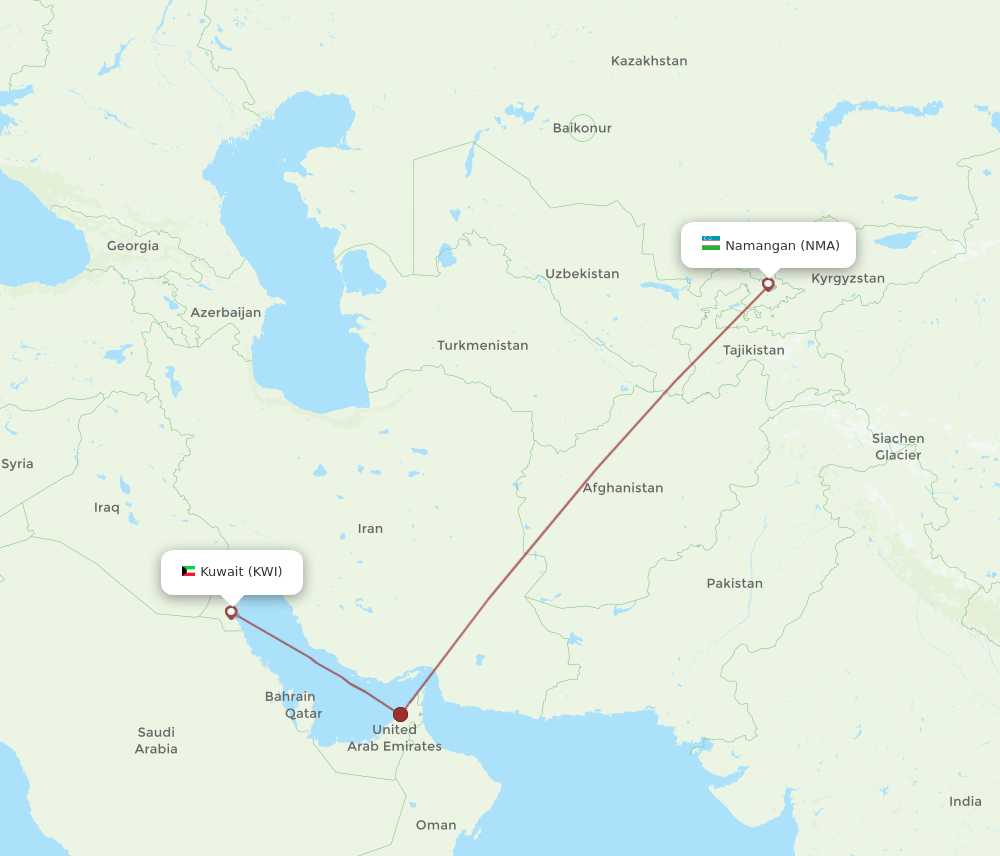KWI to NMA flights and routes map