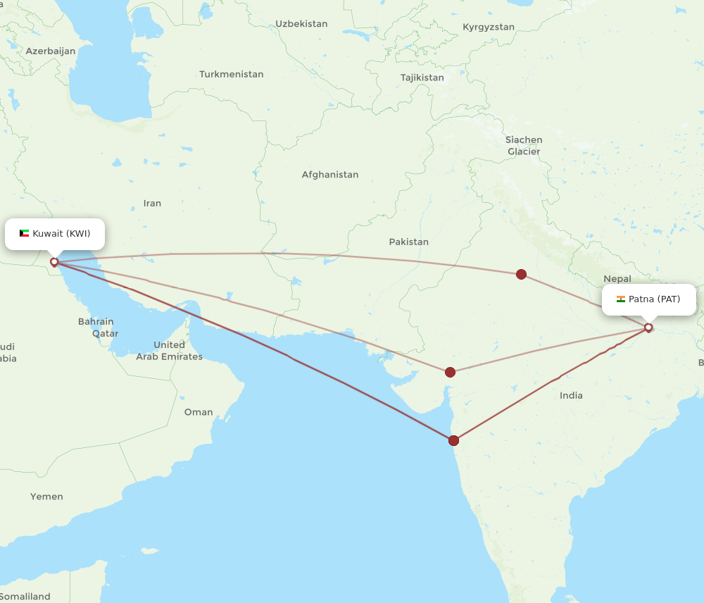 KWI to PAT flights and routes map