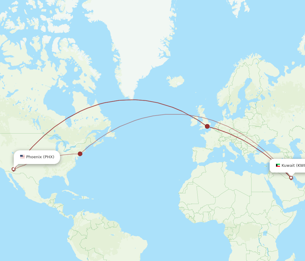KWI-PHX flight routes
