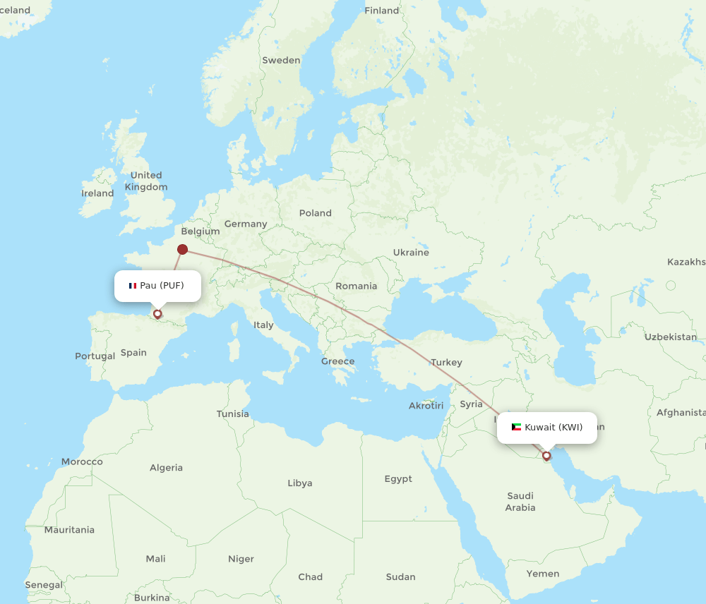 KWI-PUF flight routes