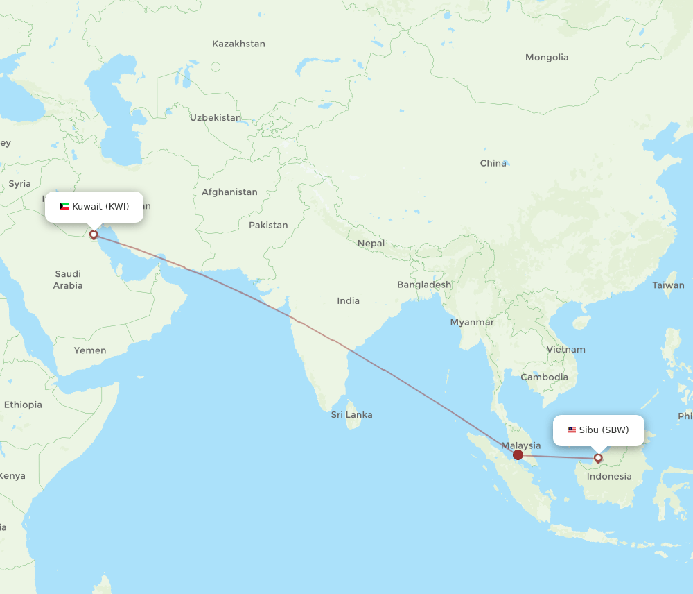 KWI-SBW flight routes