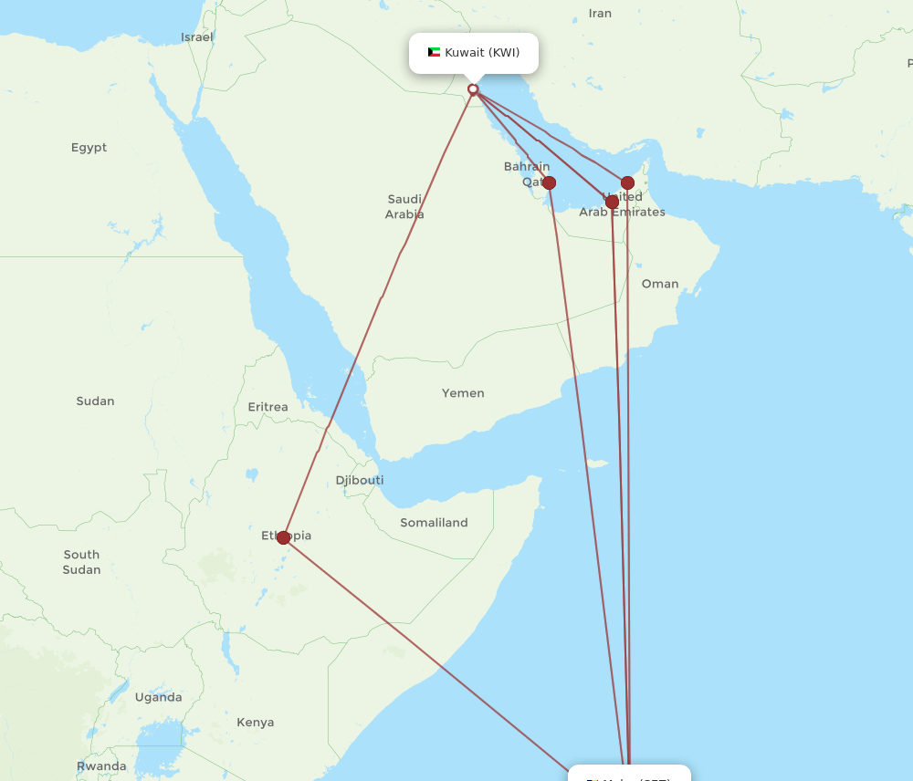 KWI-SEZ flight routes