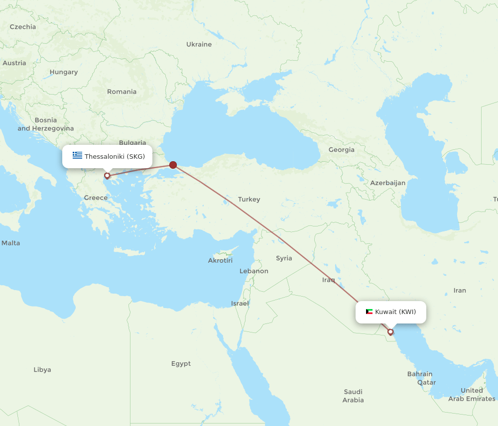 KWI-SKG flight routes