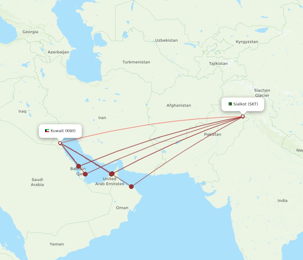 KWI-SKT flight routes