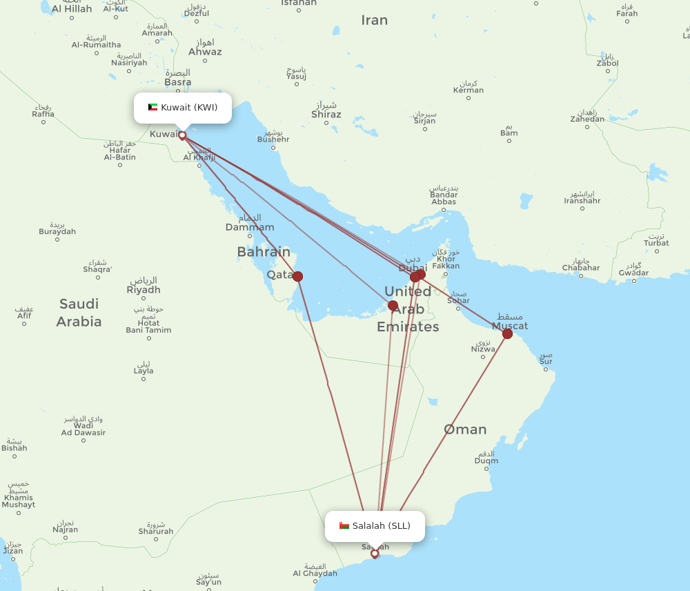 KWI-SLL flight routes