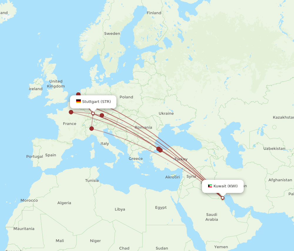 KWI-STR flight routes