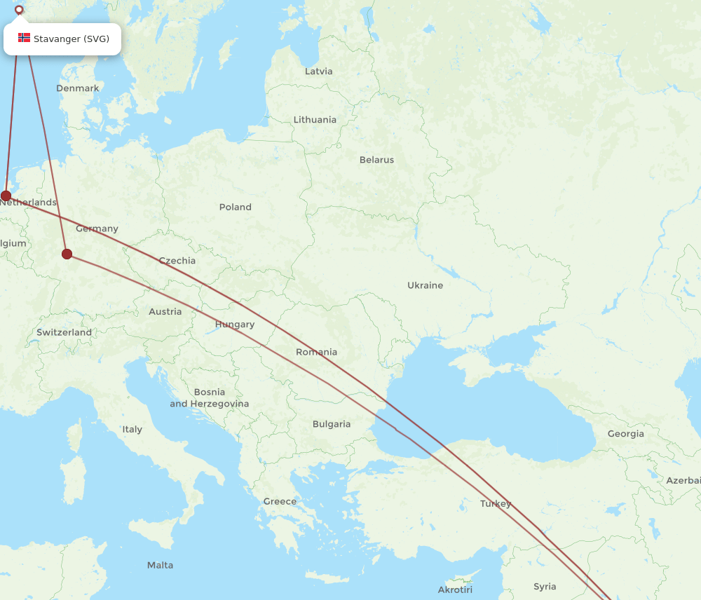 KWI-SVG flight routes