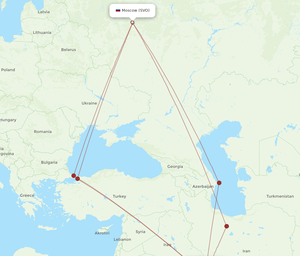 KWI-SVO flight routes
